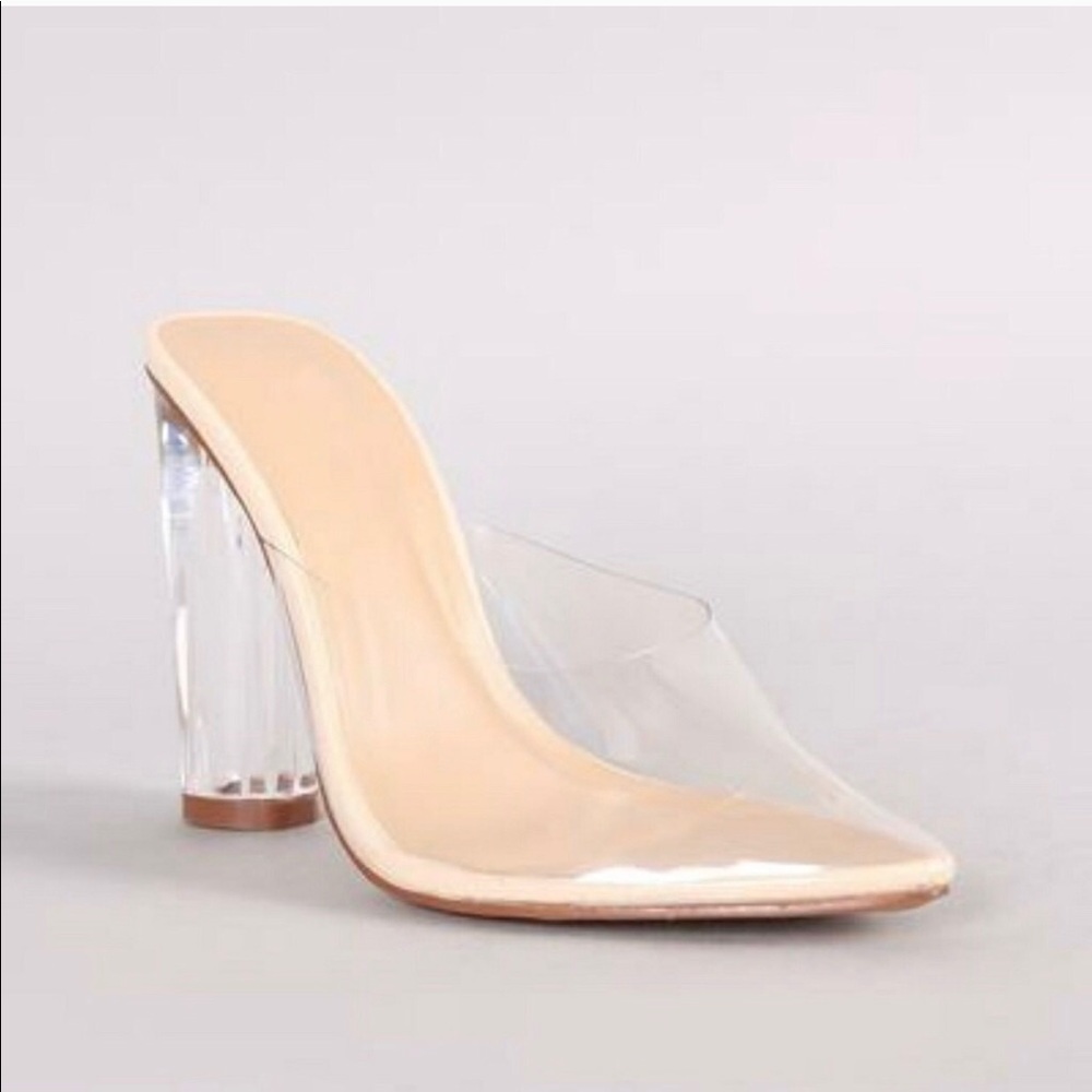 Clear Transparent Perspex Slip-On Mule Chunky Heel